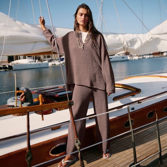 FREE PEOPLE Hailee Sweater Set - brown  🎉 Brand New without care tag - Picture 1 of 12